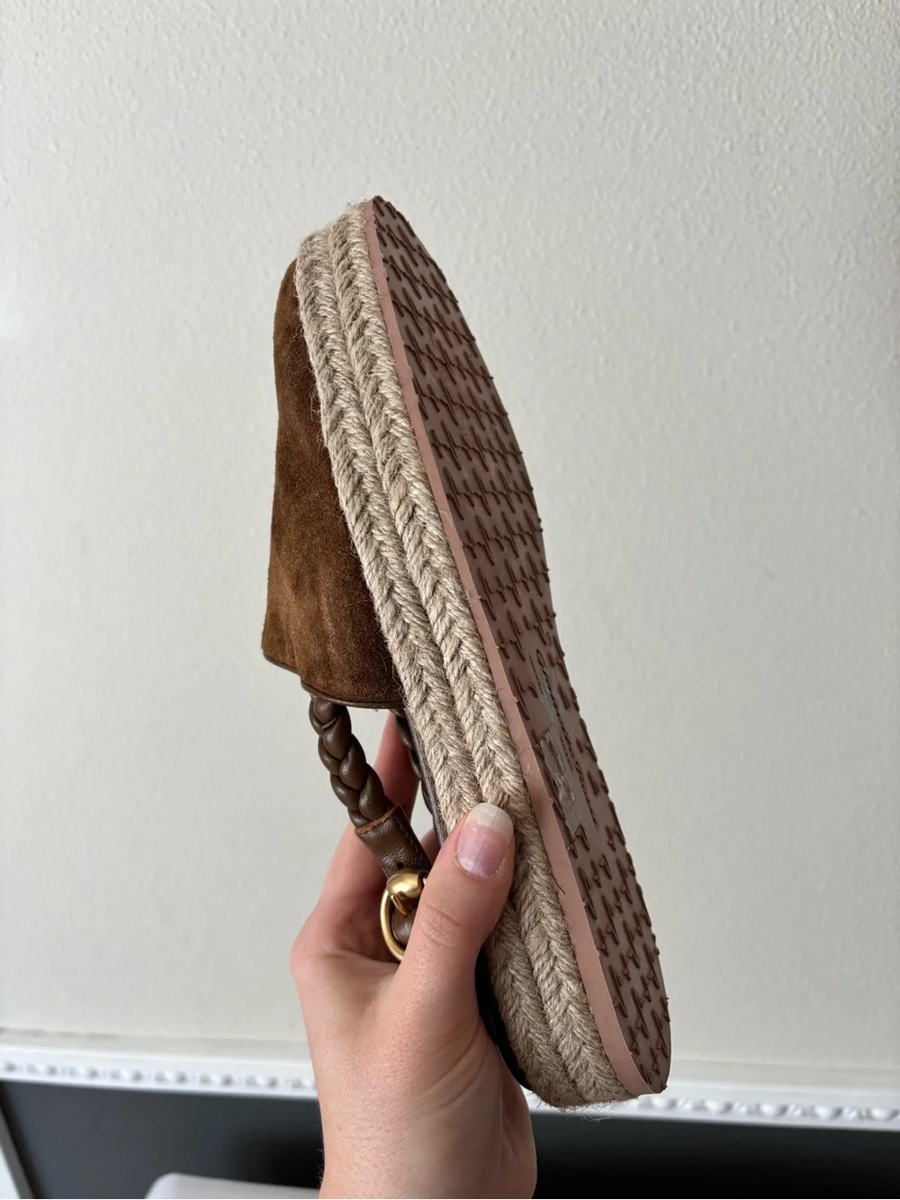 Gianvito Rossi Brown Suede Espadrille Slingback Wedges